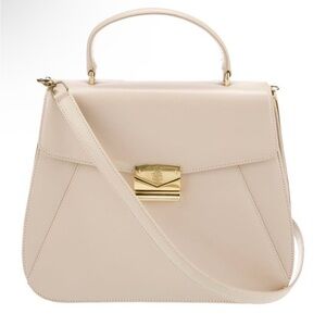 Mark Cross Top Handle Satchel Shoulder Bag Cream Gold Hardware Mini